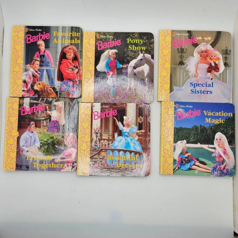 Vintage 1998 Barbie Pocket Library Golden Books Complete 6 Board Book Box Set